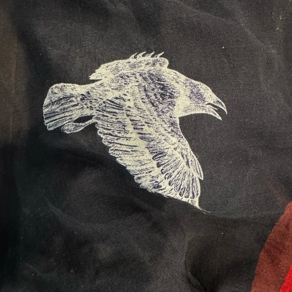 Alexander McQueen Black Scarf with Red and White Graphics - Picture 7 of 7